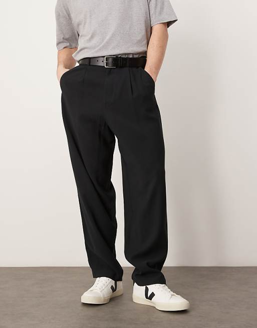 ASOS DESIGN Loose Skater Fit Smart Trousers In Black