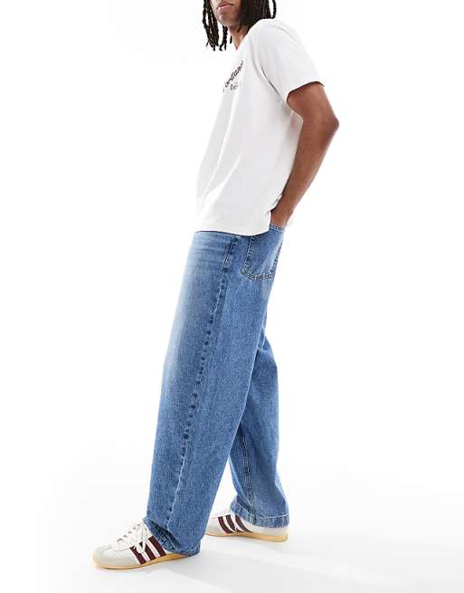 ASOS DESIGN Loose Straight Jeans In Light Wash Blue