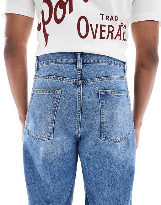 ASOS DESIGN Loose Straight Jeans In Light Wash Blue
