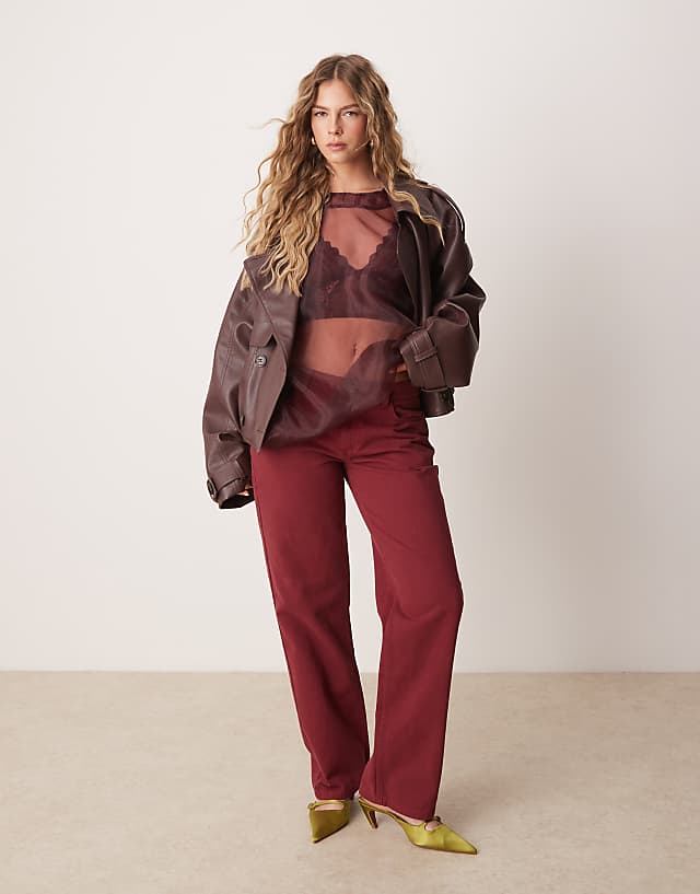 ASOS DESIGN Low Rise Slim Fit Jean In Pomegranate