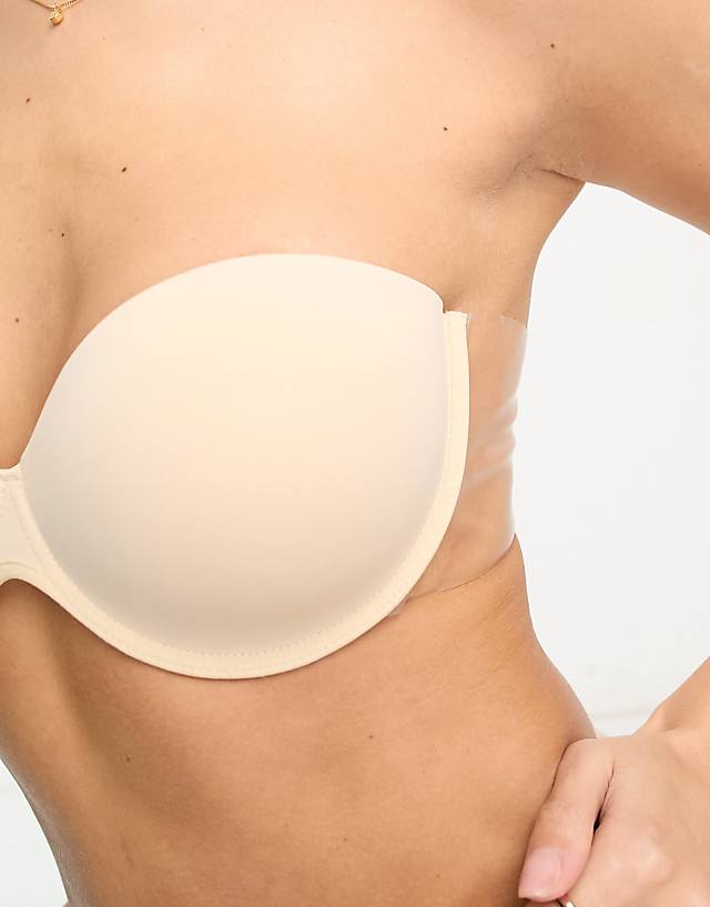 ASOS DESIGN Moulded Strapless Backless Bra With Stick On Wing In Beige