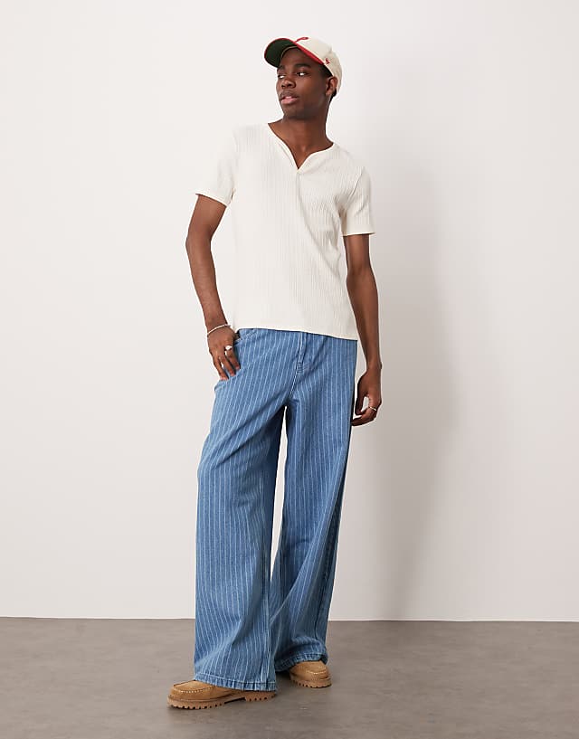 ASOS DESIGN Muscle Fit T-shirt With Textured Rib In Cream