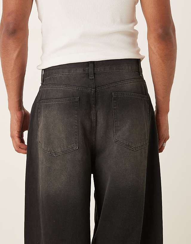 ASOS DESIGN Oversized Baggy Jeans In Black Wash With Brown Tint