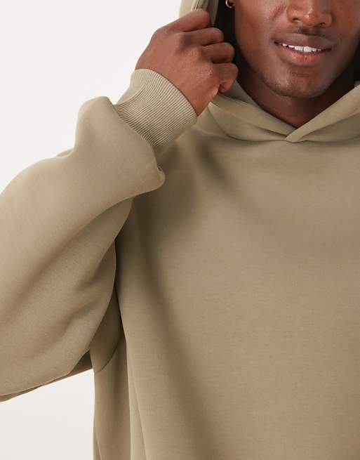 ASOS DESIGN Oversized Boxy Heavyweight Scuba Hoodie In Khaki