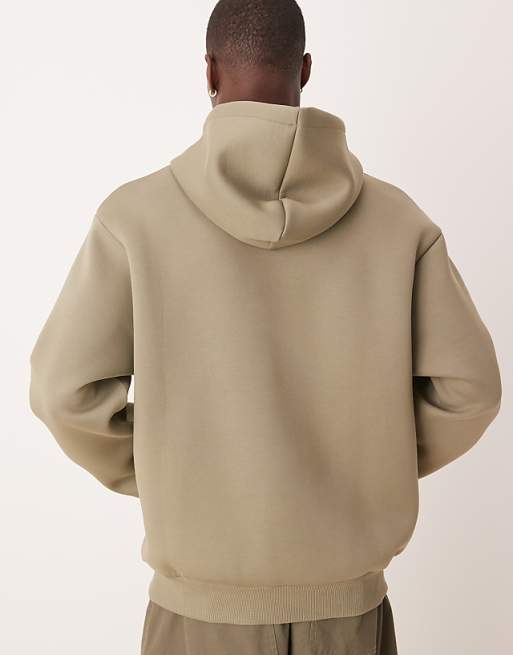 ASOS DESIGN Oversized Boxy Heavyweight Scuba Hoodie In Khaki