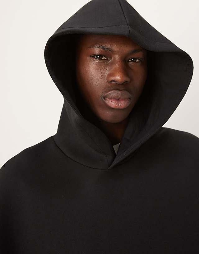 ASOS DESIGN Oversized Boxy Heavyweight Scuba Hoodie In Black