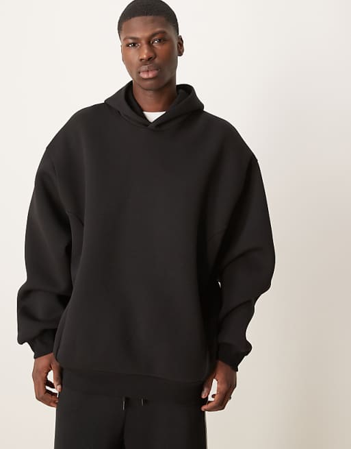 ASOS DESIGN oversized boxy heavyweight scuba hoodie in black