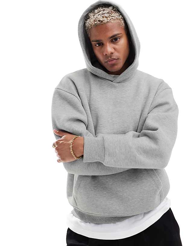 ASOS DESIGN oversized boxy hoodie in grey marl