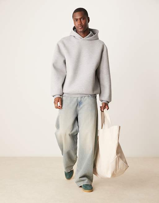 ASOS DESIGN Oversized Boxy Scuba Hoodie In Grey
