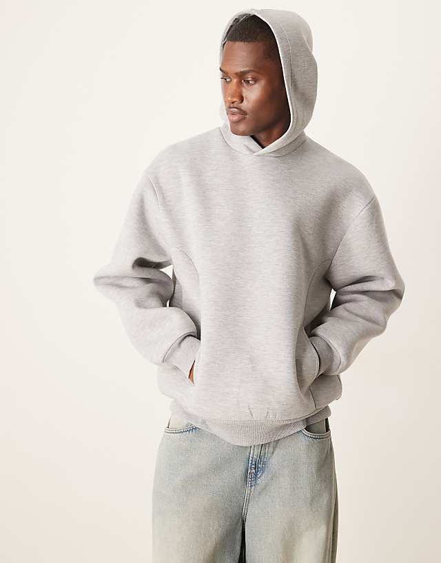 ASOS DESIGN oversized boxy scuba hoodie in grey