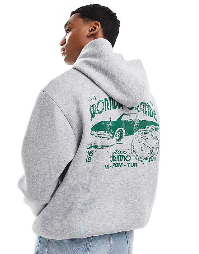 ASOS DESIGN Oversized Boxy With Car Print In Grey