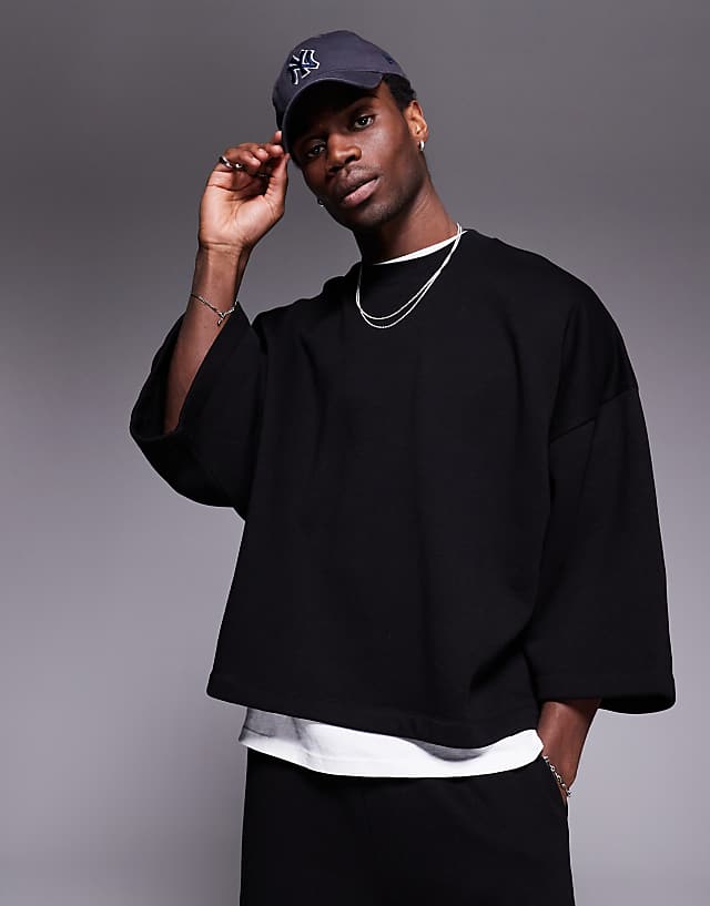 ASOS DESIGN oversized co-ord sweatshirt t-shirt in black