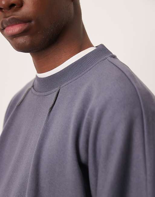 ASOS DESIGN Oversized Dropped Shoulder Boxy Sweatshirt With Contrast Stitching In Charcoal