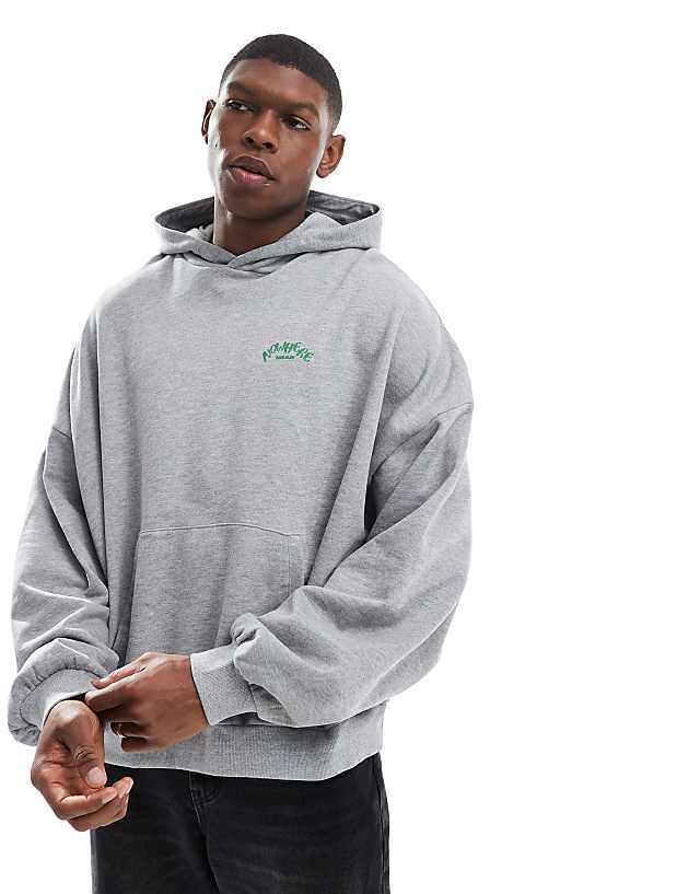 ASOS DESIGN Oversized Hoodie With Bubble Print In Grey Marl
