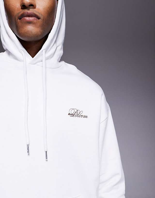 ASOS DESIGN Oversized Hoodie With Floral Prints In White