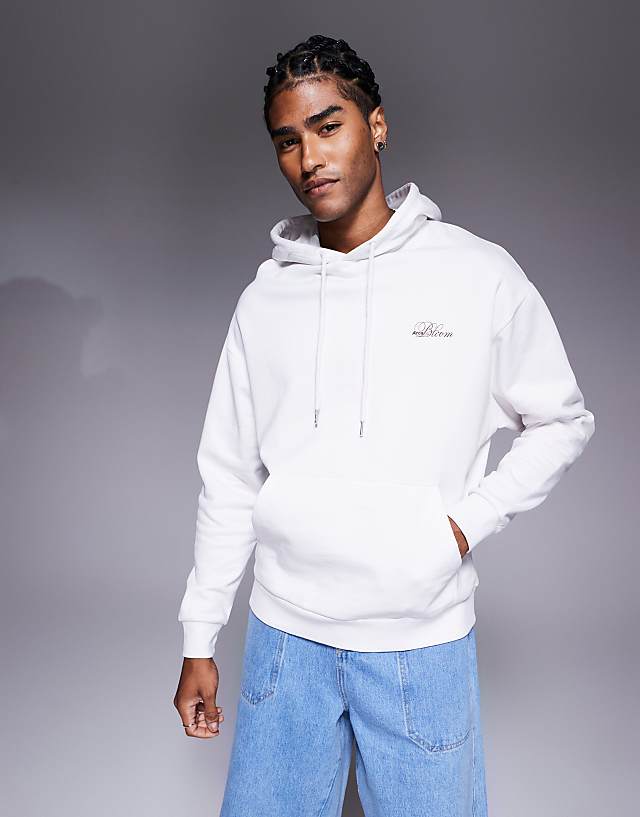 ASOS DESIGN Oversized Hoodie With Floral Prints In White