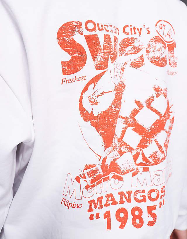ASOS DESIGN Oversized Hoodie With Mango Prints In White