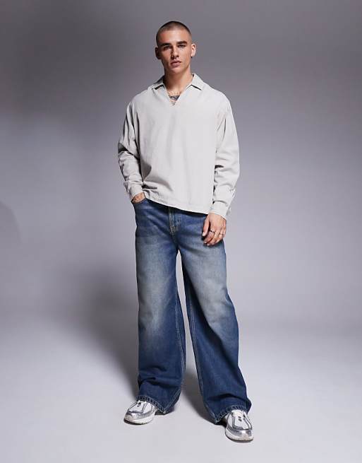 ASOS DESIGN Oversized Overhead Poplin Shirt In Light Grey