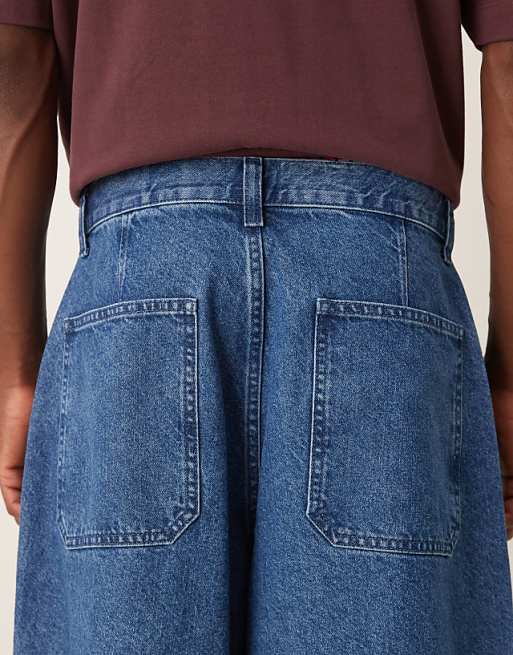 ASOS DESIGN Oversized Parachute Jeans With In Mid Wash Blue