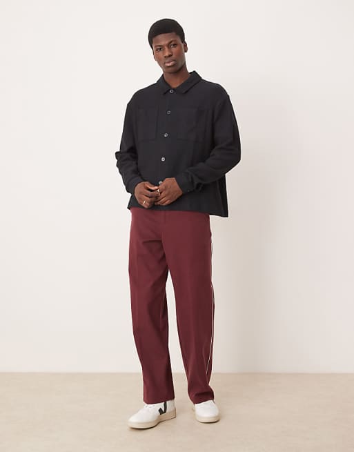 ASOS DESIGN Oversized Ribbed Jersey Harrington Jacket In Black