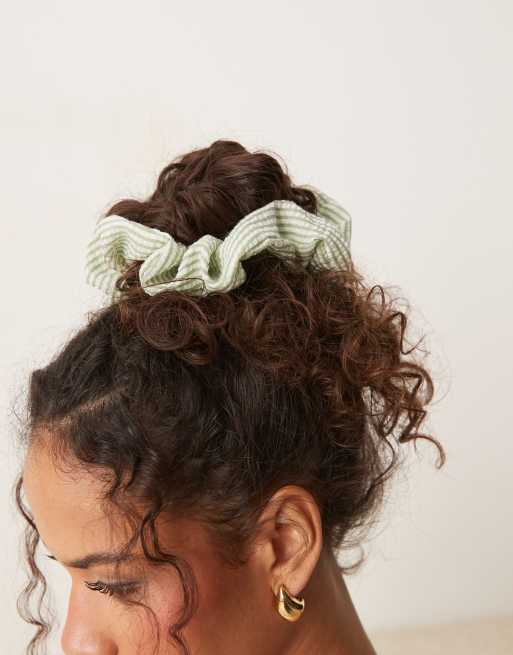 ASOS DESIGN Oversized Scrunchie With Stripes In Green