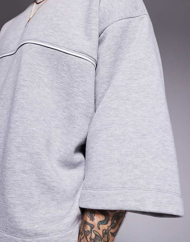 ASOS DESIGN Oversized Sweatshirt With 3/4 Length Sleeve In Grey Marl