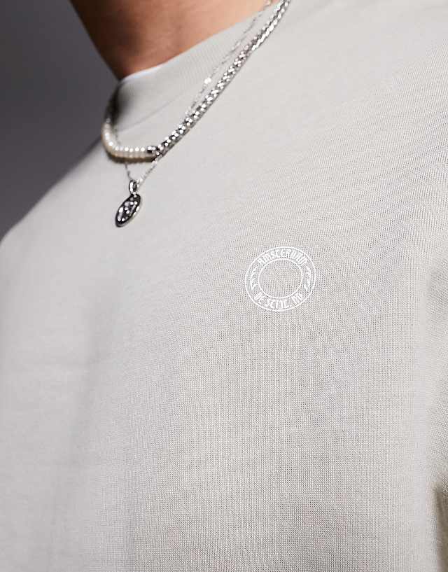 ASOS DESIGN Oversized Sweatshirt With Beer Mat Prints In Grey