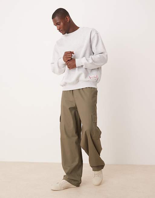 ASOS DESIGN Oversized Sweatshirt With Label In Grey Marl