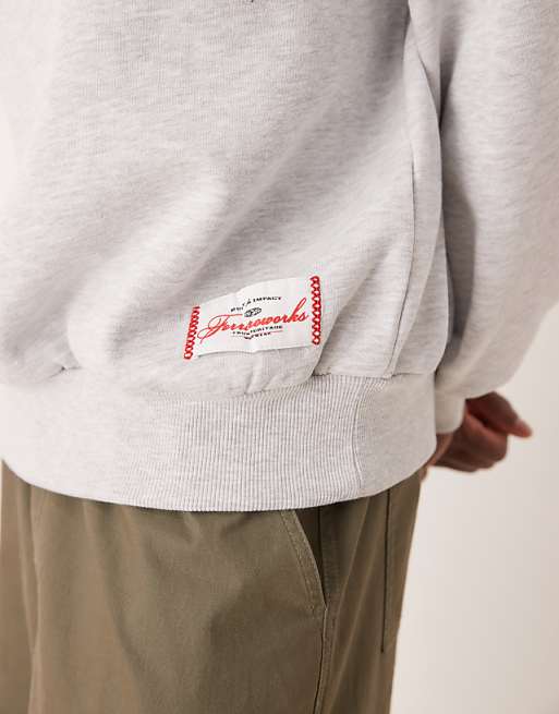 ASOS DESIGN Oversized Sweatshirt With Label In Grey Marl
