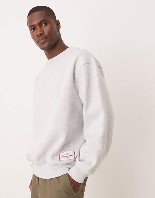 ASOS DESIGN oversized sweatshirt with label in grey marl