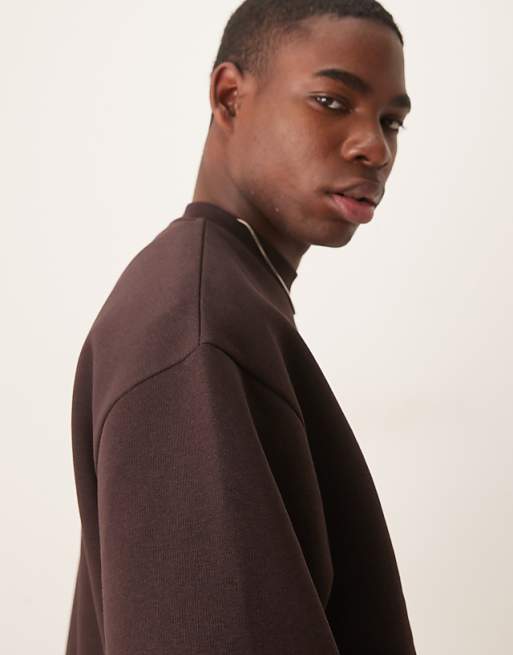 ASOS DESIGN Oversized Sweatshirt With Short Sleeves In Brown