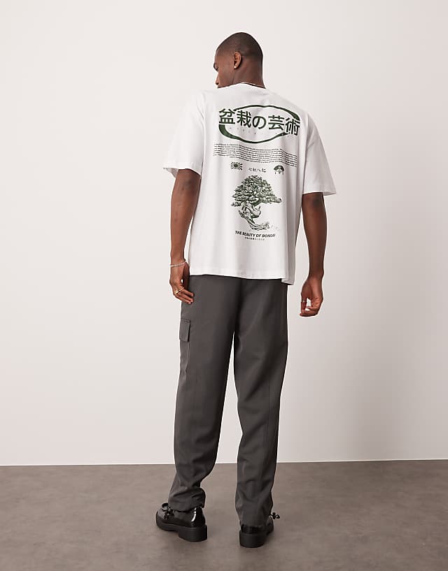 ASOS DESIGN Oversized T-shirt With Bonsai Graphic In White