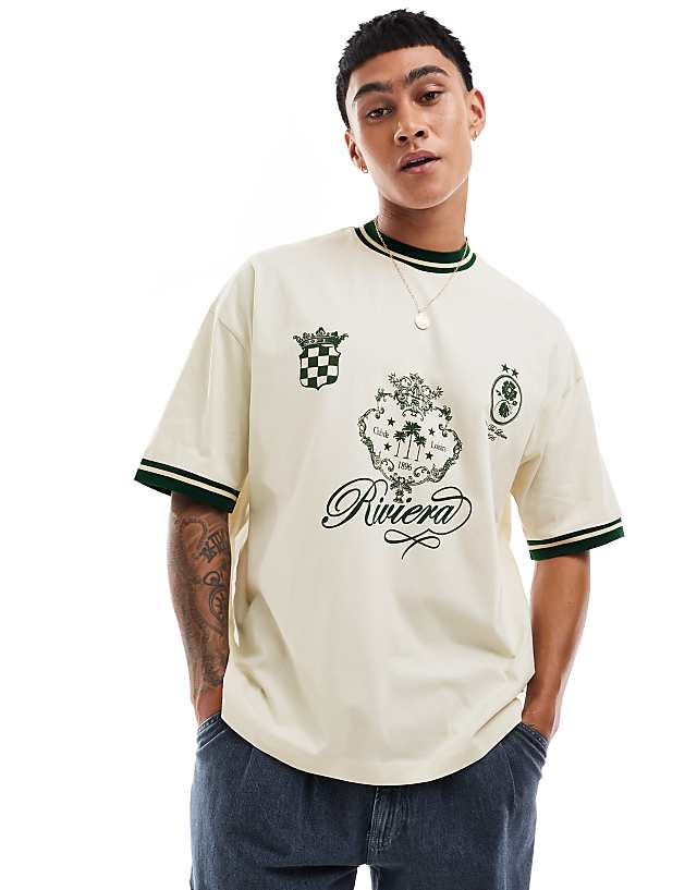 ASOS DESIGN Oversized T-shirt With Front Print In Off White