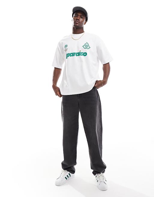 ASOS DESIGN Oversized T-shirt With Paraiso Front Print In White