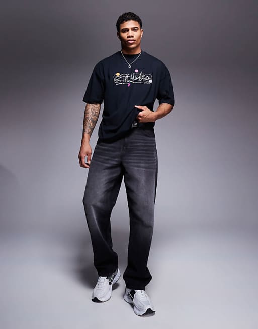 ASOS DESIGN Oversized T-shirt With Puff Text Graphic In Black