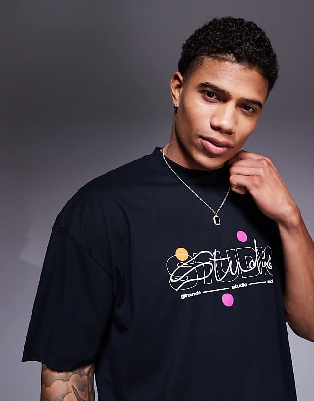 ASOS DESIGN Oversized T-shirt With Puff Text Graphic In Black