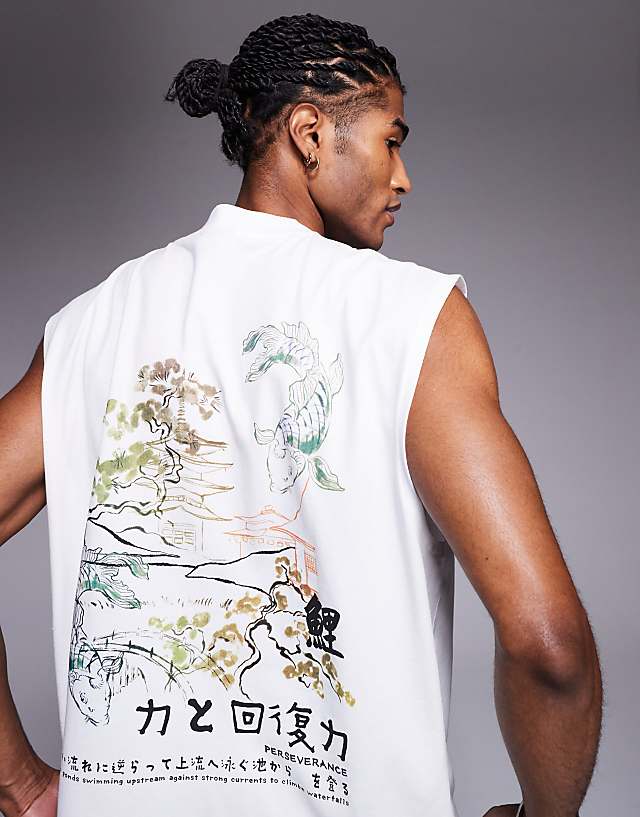 ASOS DESIGN oversized tank with back print in white
