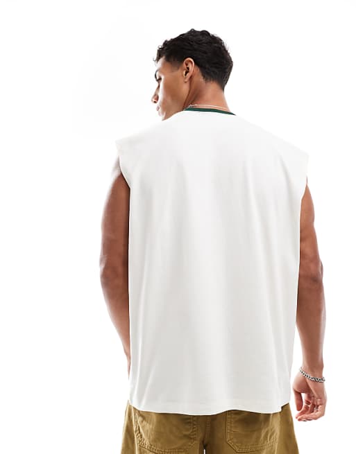 ASOS DESIGN Oversized Tank With Sports Graphic In Off White