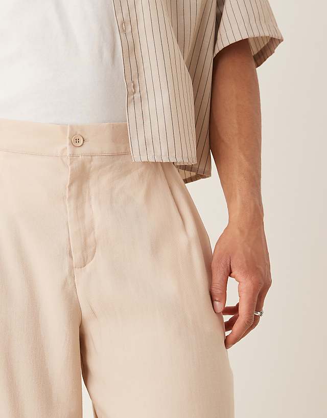 ASOS DESIGN Oversized Tapered Smart Trousers In Beige