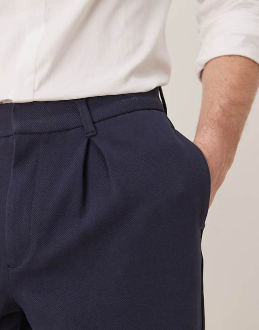 ASOS DESIGN Oversized Tapered Trouser With Pleat In Navy