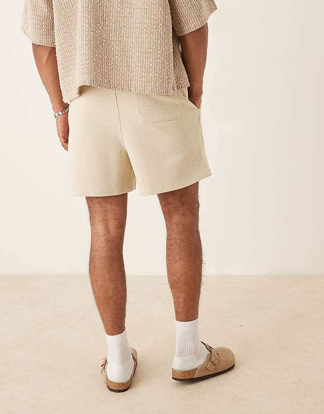 ASOS DESIGN Oversized Textured Shorts In Beige