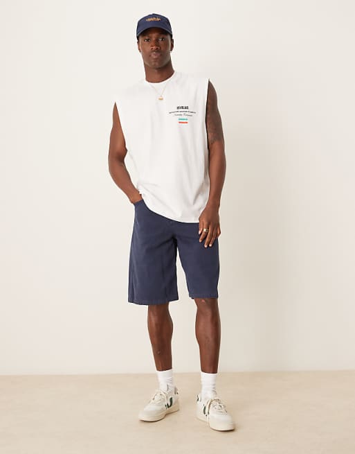 ASOS DESIGN Oversized Vest In White With Limoncello Print