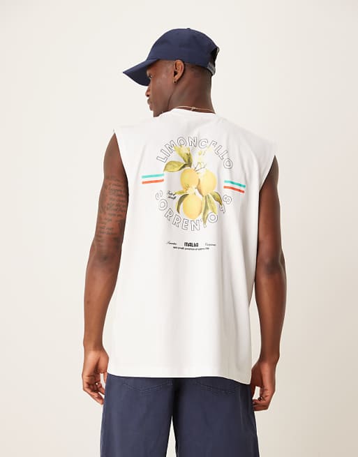 ASOS DESIGN Oversized Vest In White With Limoncello Print