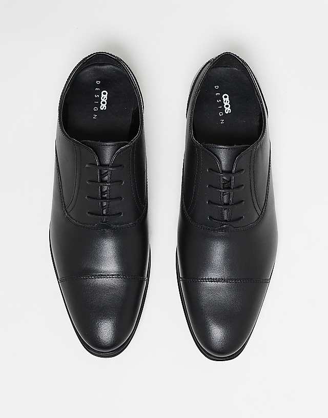 ASOS DESIGN Oxford Shoes In Black Leather With Toe Cap