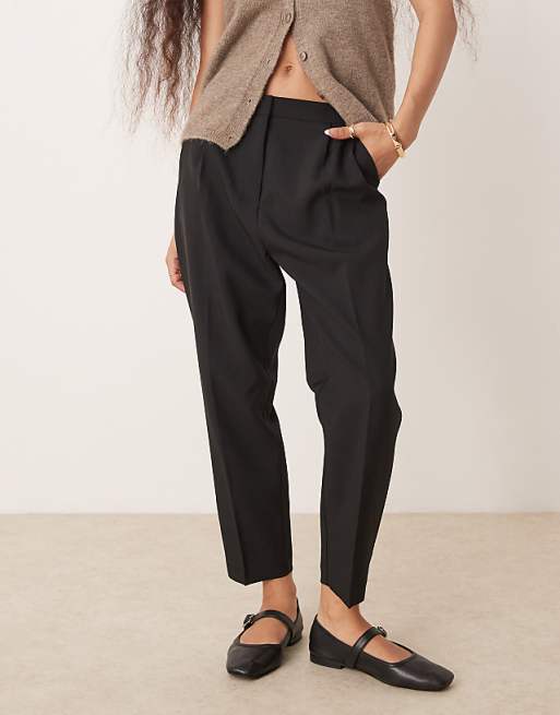 ASOS DESIGN Petite Tailored Tapered Trousers In Black