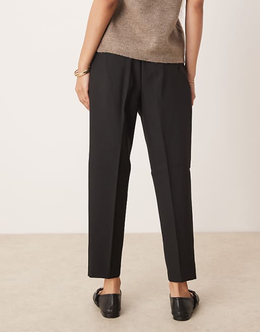 ASOS DESIGN Petite Tailored Tapered Trousers In Black