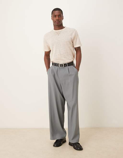 ASOS DESIGN Premium Linen Crew Neck T-shirt In Stone