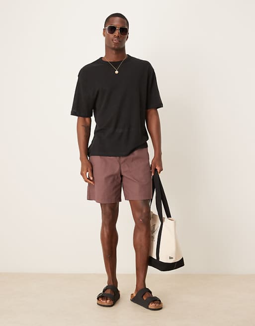 ASOS DESIGN Premium Linen Relaxed Boxy T-shirt In Black