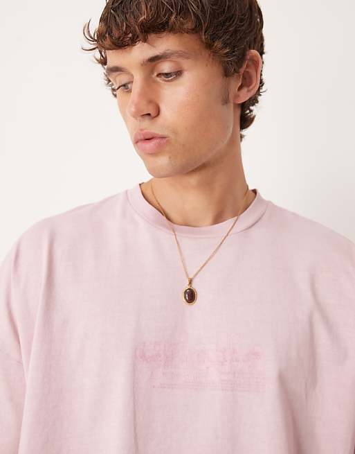ASOS DESIGN Premium Oversized Heavyweight T-shirt With Print In Washed Pink