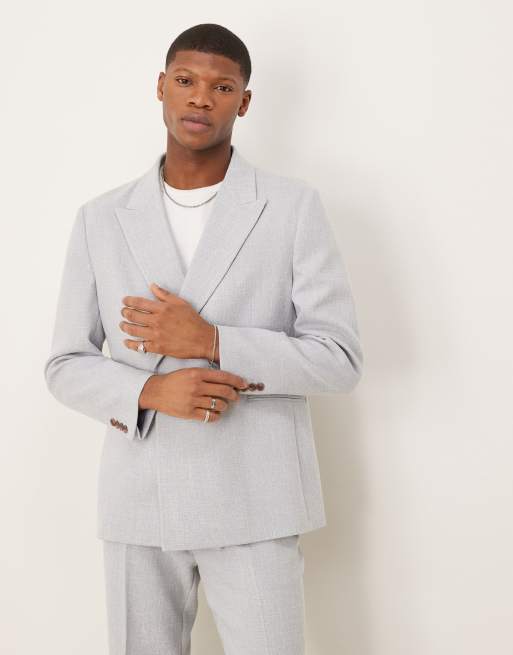 ASOS DESIGN Regular Suit In Light Grey Linen Look